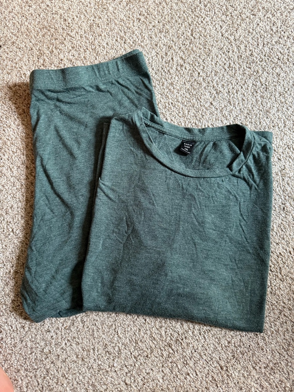 SHEIN Dark Green Women's Biker Shorts Set